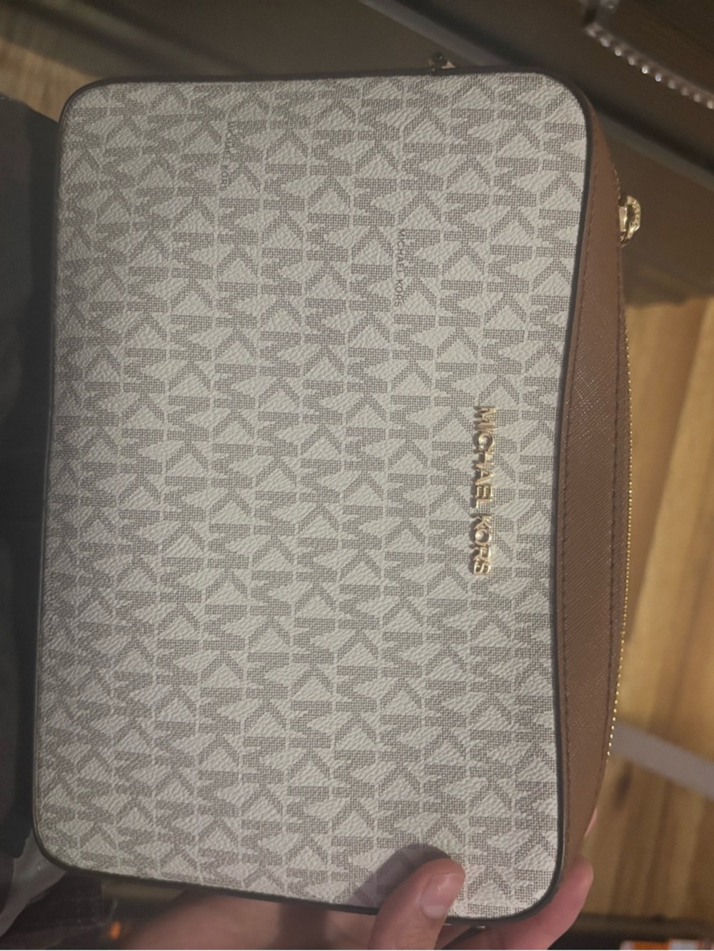 Michael Kors women  Logo Travel Pouch in Brown/Beige